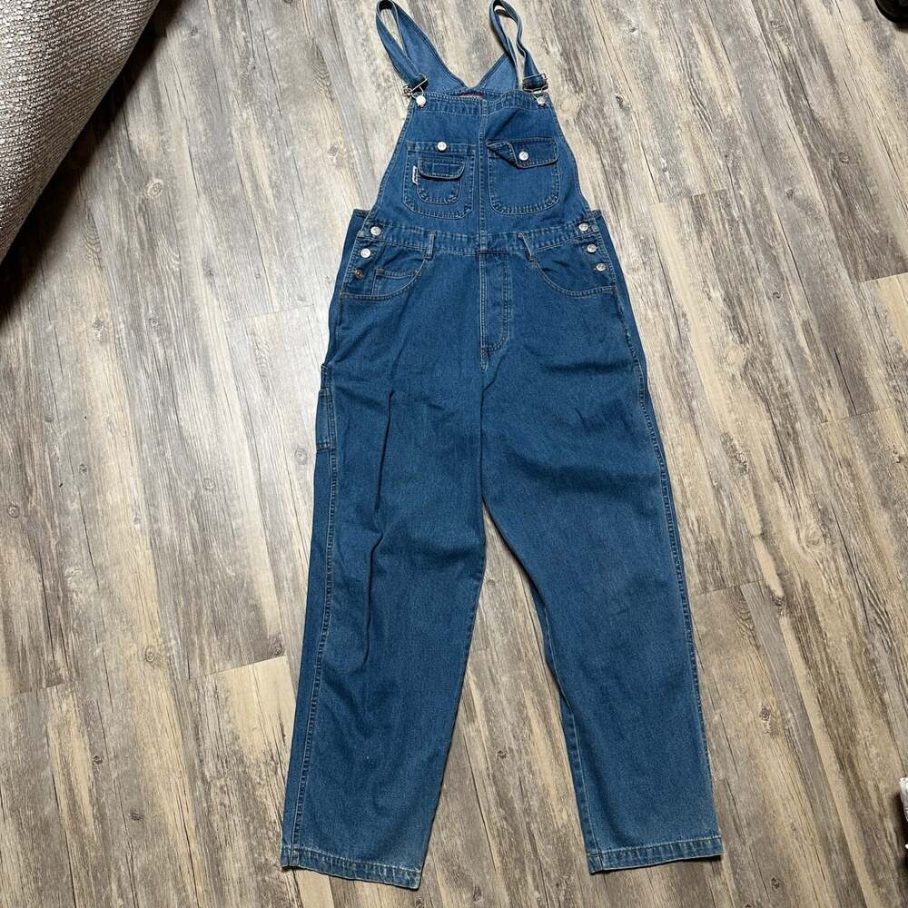 Vintage 90s Y2K JouJou Blue Denim Bib Overalls Size Large 07-W-086 Cotton